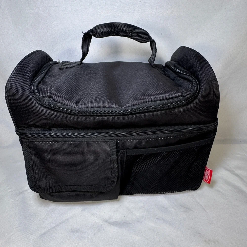 Thermos Insulated Lunch Box Bag Black Adjustable Shoulder Strap Pockets WX210506